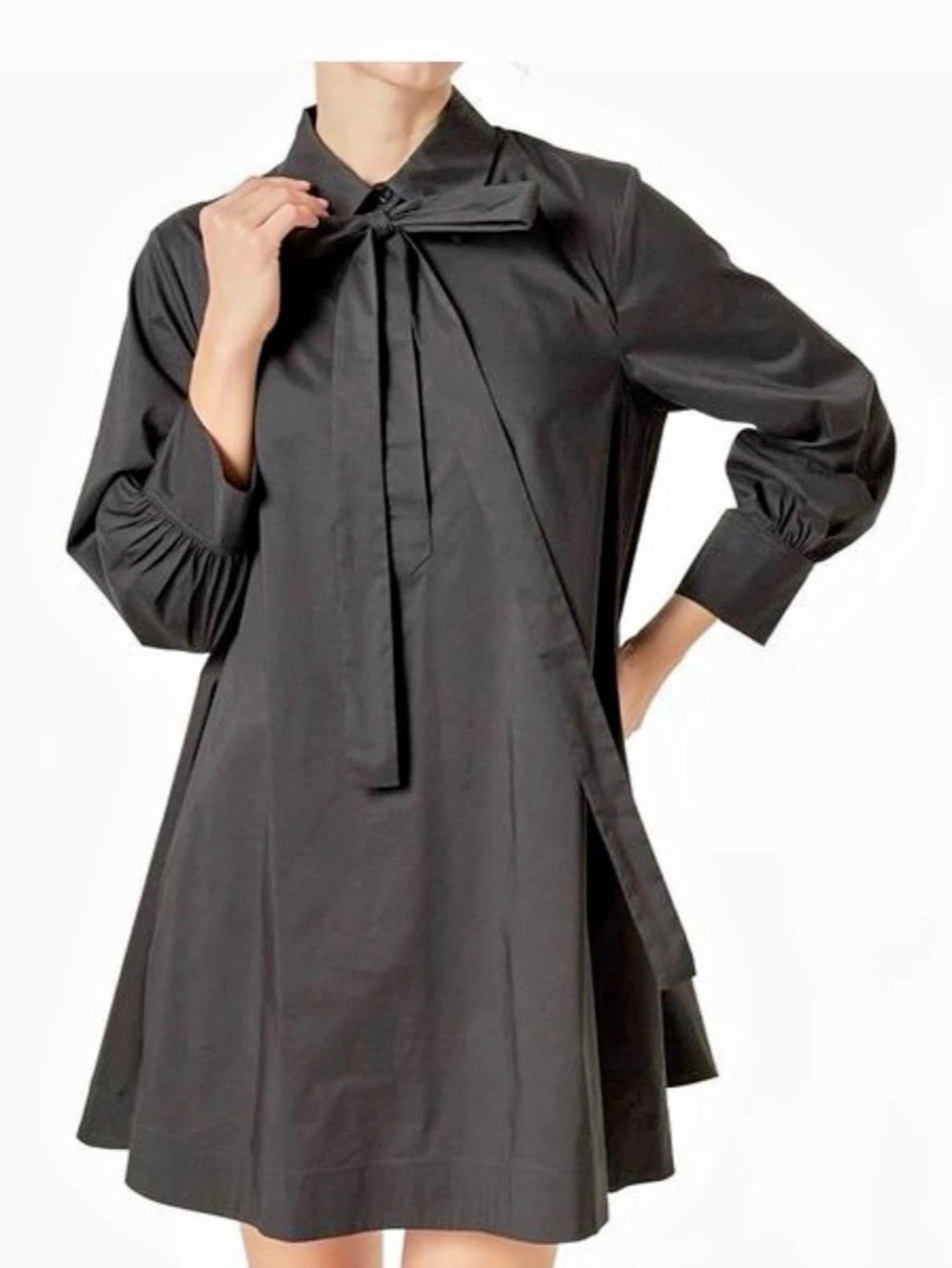 English Factory Bow Shirt Dress in Black Size Small NWT